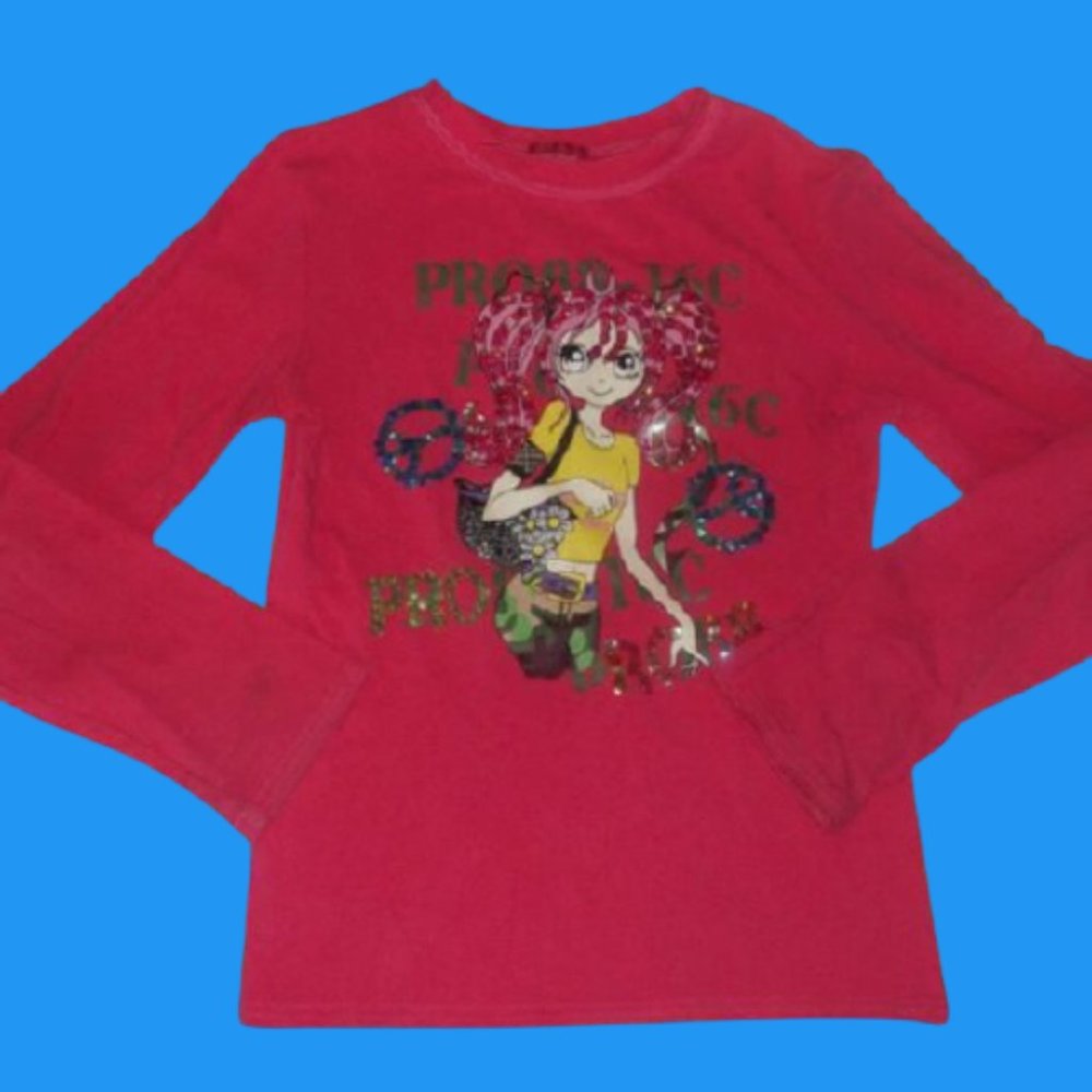 Pink Girly Sparkly Embellished Shirt Girl Size 14